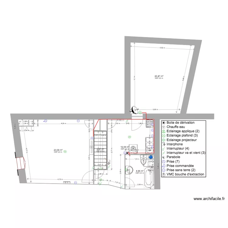 2 EME &Eacute;TAGE ELECTRIQUE. Plan de 