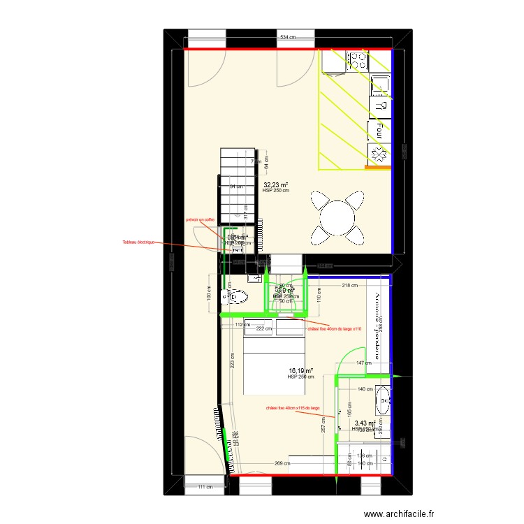 PAYSAN projet. Plan de 14 pièces et 131 m2