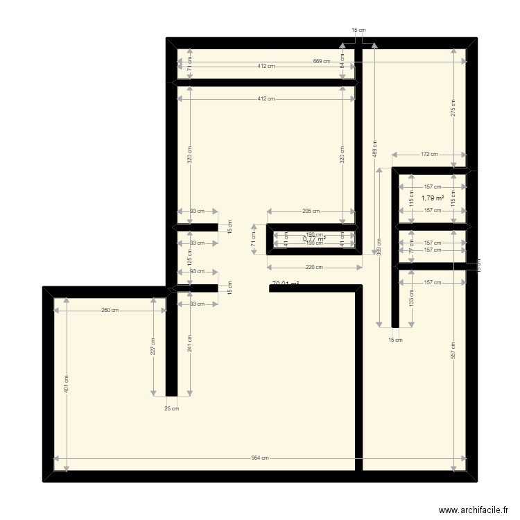 Appartement . Plan de 3 pièces et 73 m2