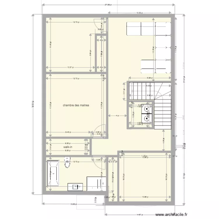 jumel&eacute; 1 chambre. Plan de 