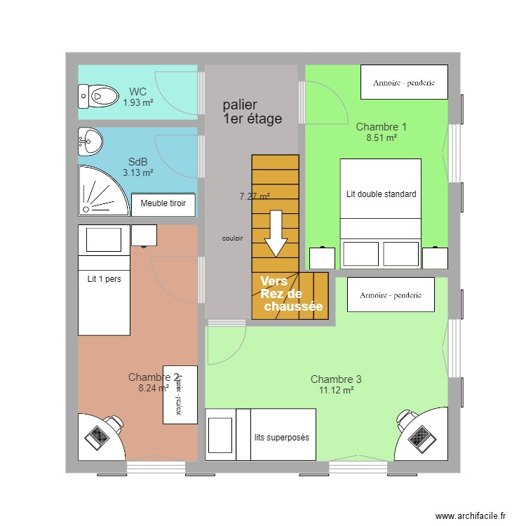 étage extension garage. Plan de 0 pièce et 0 m2