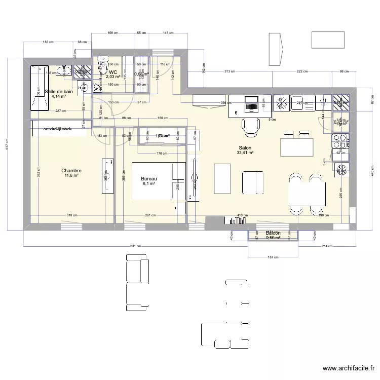 Appart quai Paul Bert. Plan de 