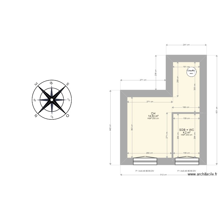 DALLARD . Plan de 6 pièces et 79 m2