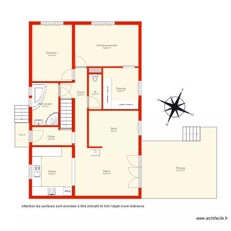 BI 4424 rdc non c&ocirc;t&eacute;. Plan de 