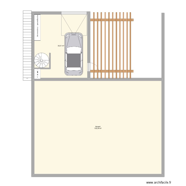 Garage pelu. Plan de 2 pièces et 136 m2