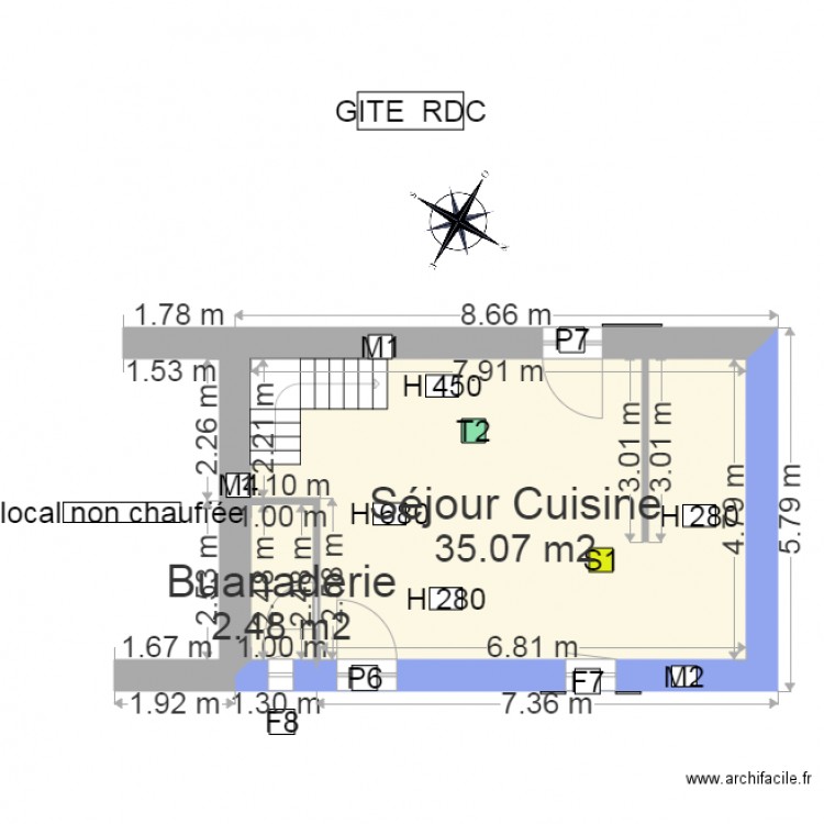 Souleres gite rdc. Plan de 0 pièce et 0 m2