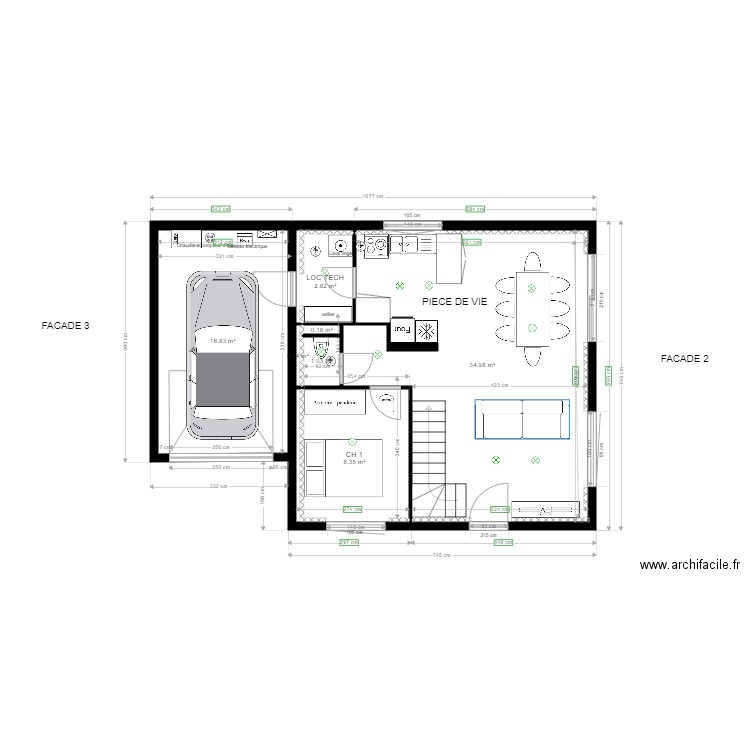 maison rdc 1. Plan de 0 pièce et 0 m2