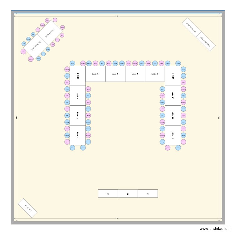 plan de table. Plan de 1 pièce et 400 m2