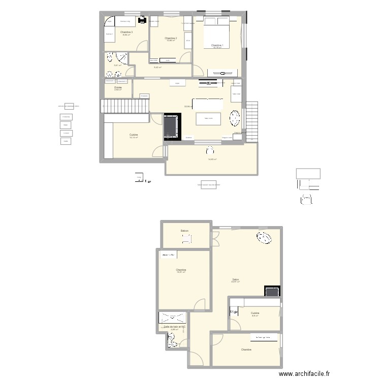 Maison . Plan de 16 pièces et 192 m2