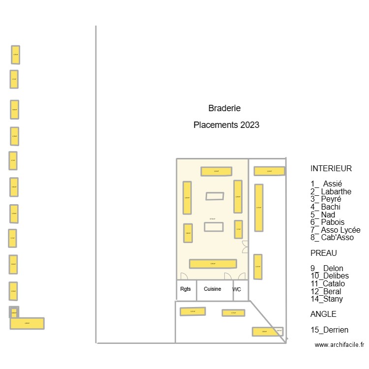 Braderie Placement 2023. Plan de 26 pièces et 179 m2