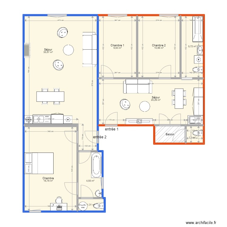 43 République R+2 futur. Plan de 10 pièces et 110 m2