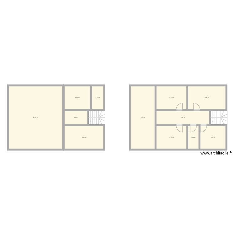Plan Maison étage avec terrasse . Plan de 12 pièces et 173 m2