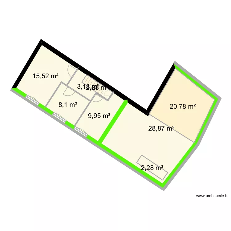 Deux. Plan de 11  et 209 m²