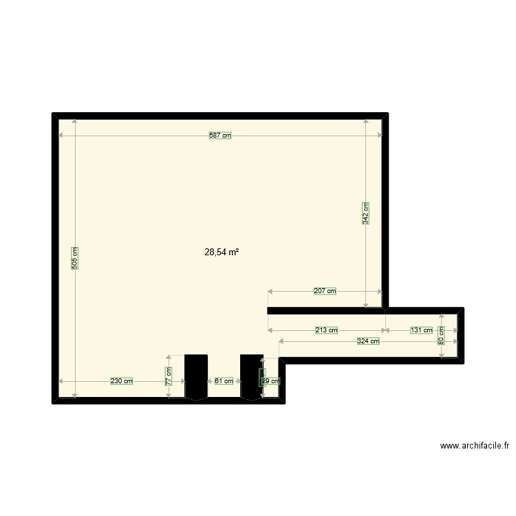 Plan salle à manger . Plan de 1 pièce et 29 m2