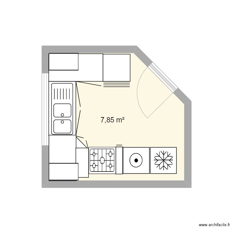 Bureau 1. Plan de 1 pièce et 8 m2