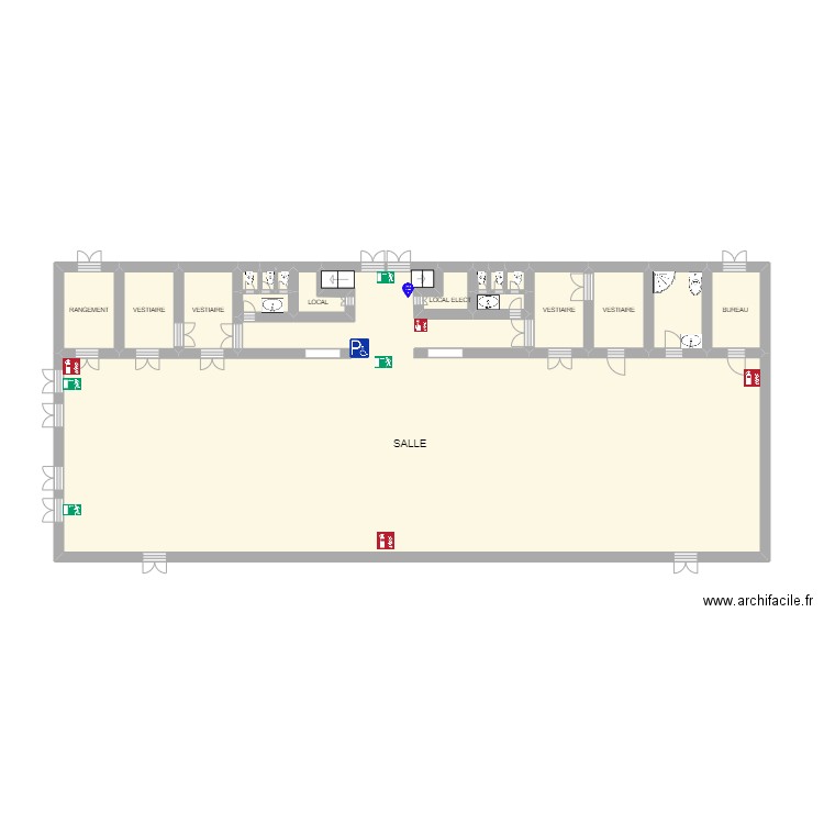 Gymnase RDC. Plan de 0 pièce et 0 m2