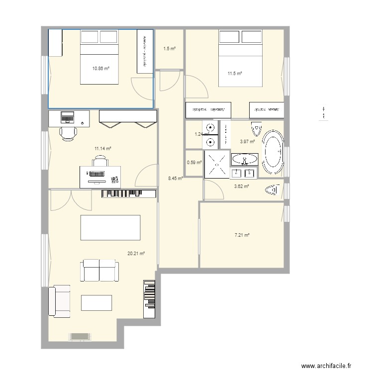 Plan eastman2 WC et 2 Sdb et buanderie. Plan de 0 pièce et 0 m2