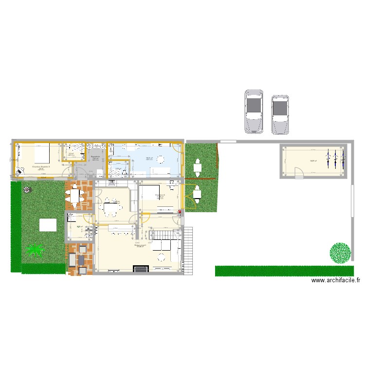 CH ABADIE SCENARIO 1 TER  5 chambres 5 SdB 3 T1. Plan de 34 pièces et 246 m2