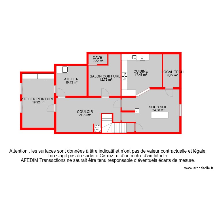 BI 7703 SOUS SOL. Plan de 9 pièces et 119 m2