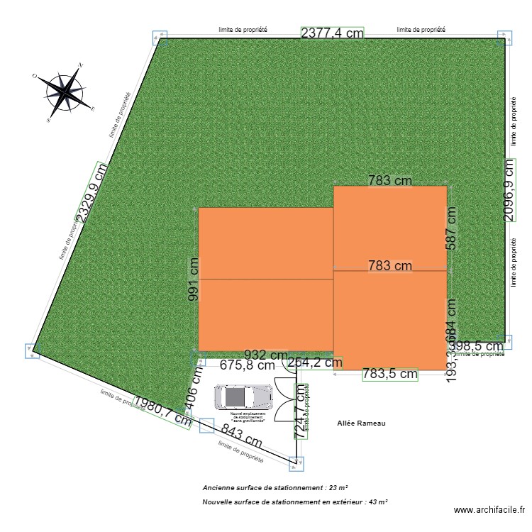 Plan masse gazon garage 0212. Plan de 0 pièce et 0 m2