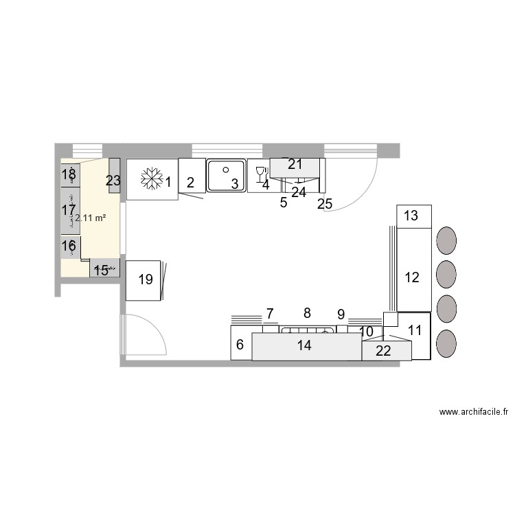 LUCY cuisine numérotée 2. Plan de 0 pièce et 0 m2