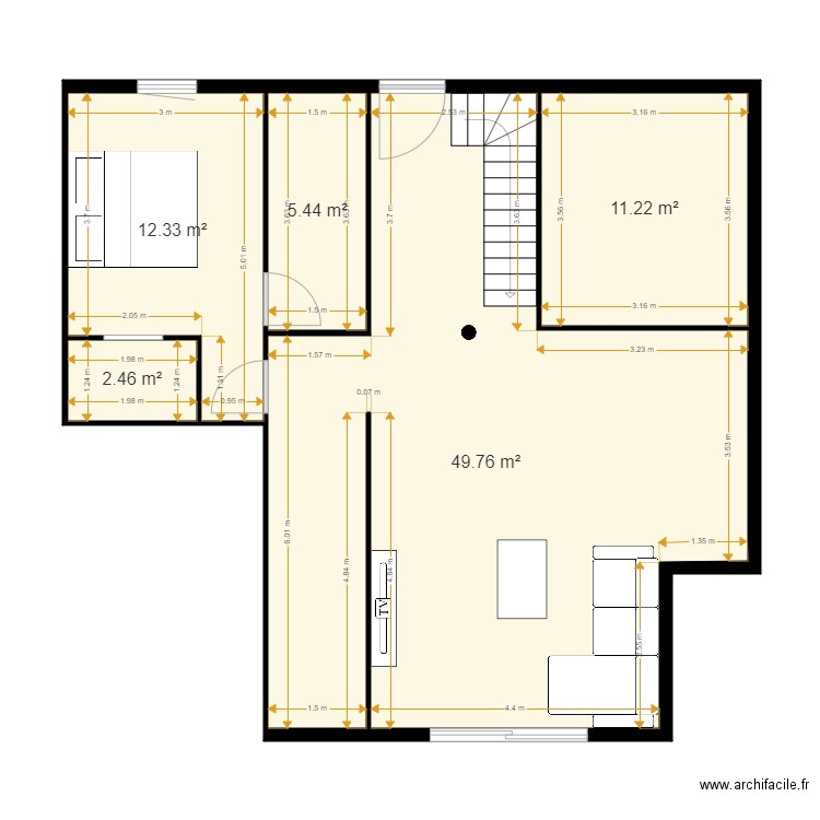 Perso test PLB. Plan de 5 pièces et 81 m2