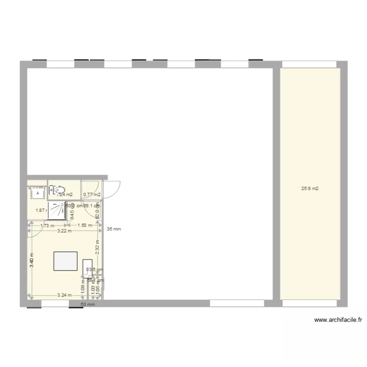 Douche RDC1. Plan de 