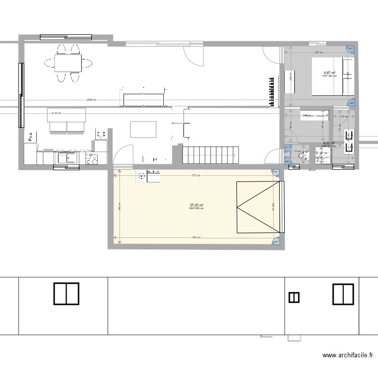 maison gtf bis. Plan de 4 pièces et -1750 m2