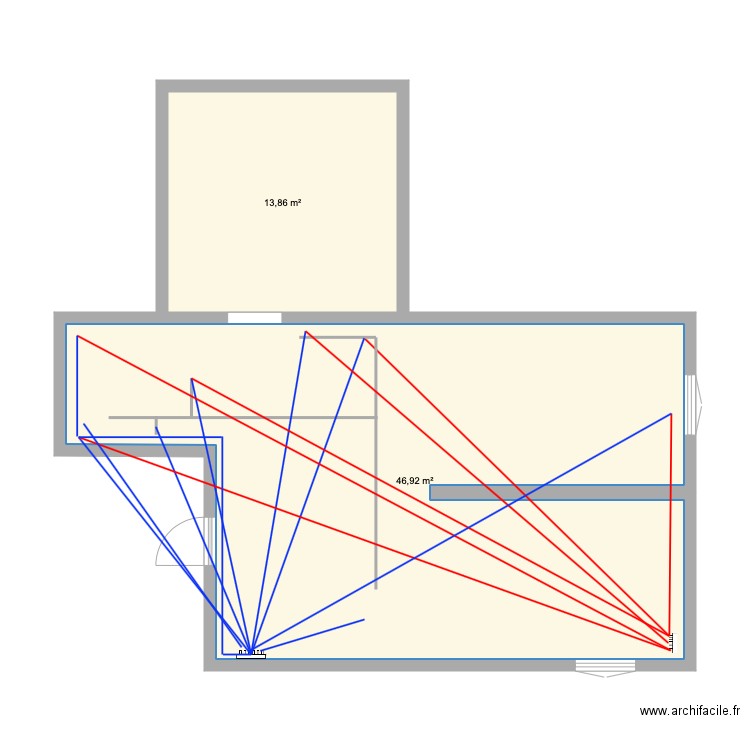 Chalet sans rien . Plan de 2 pièces et 61 m2