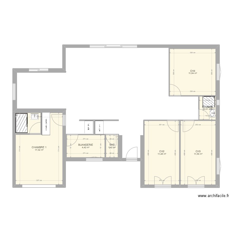 maison teyran lion agrand 3. Plan de 7 pièces et 59 m2