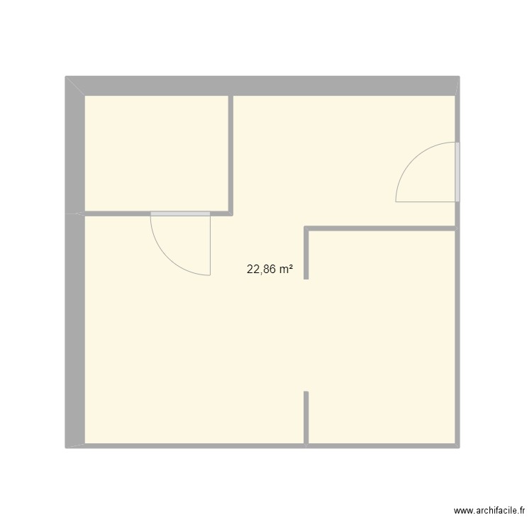 Studio. Plan de 1 pièce et 23 m2