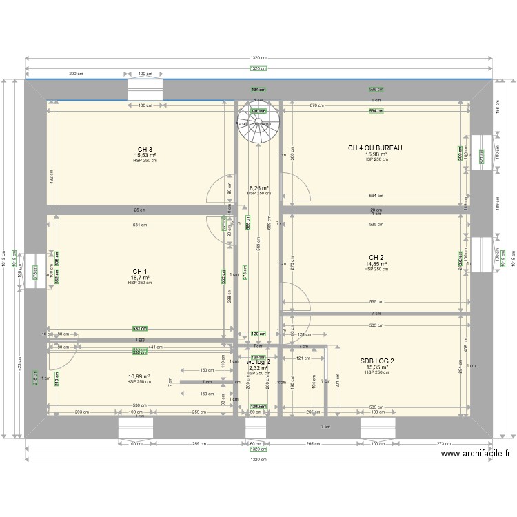 PLAN LACAUNE GABI ETAGE 2 LOG 2. Plan de 0 pièce et 0 m2