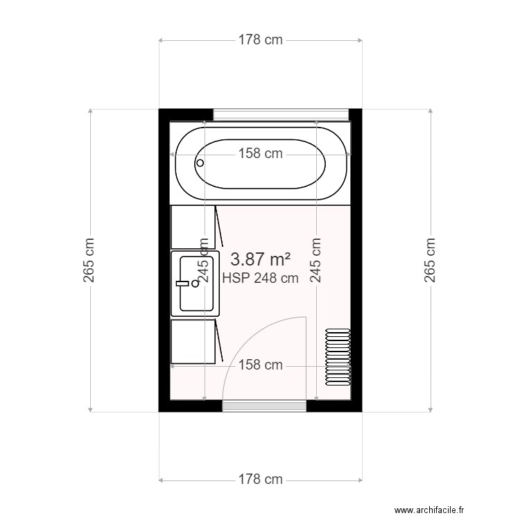 BLANCHARD SALLE DE BAIN AVANT. Plan de 1 pièce et 4 m2