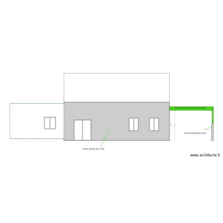 facade avant enduit gris clair. Plan de 0 pièce et 0 m2