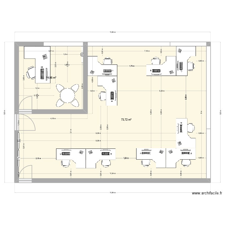 plan 2. Plan de 2 pièces et 89 m2