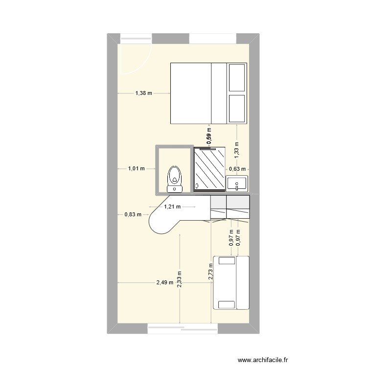 studio. Plan de 0 pièce et 0 m2