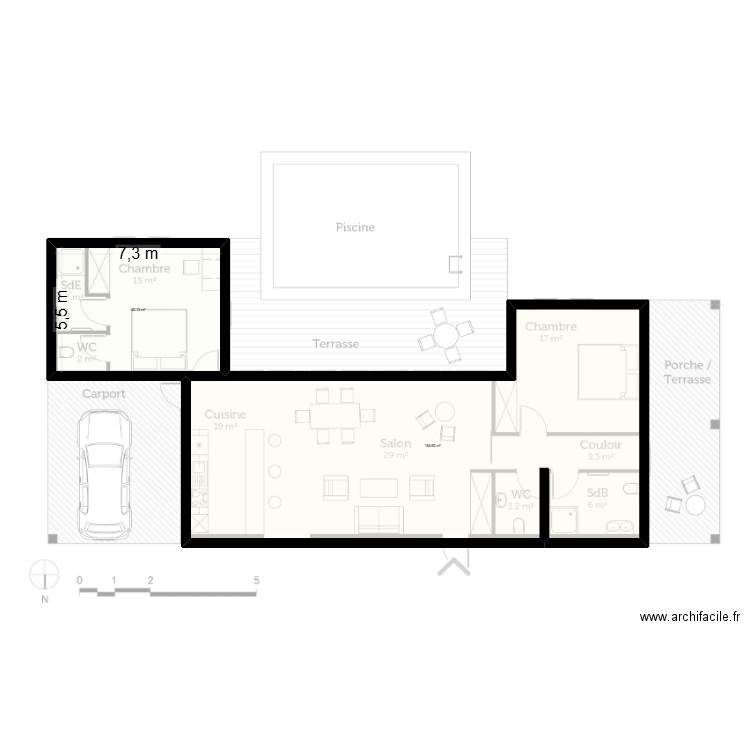 PLAN. Plan de 2 pièces et 195 m2