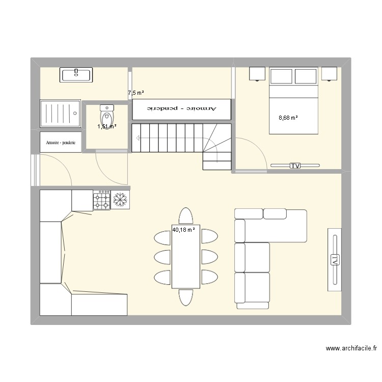 Maison 2. Plan de 4 pièces et 58 m2