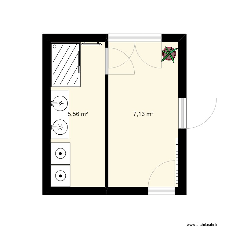 Suite parentale2. Plan de 2 pièces et 13 m2