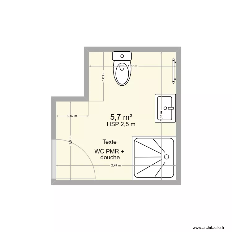 MAGDA - r&eacute;implant WC/Douche RDC. Plan de 
