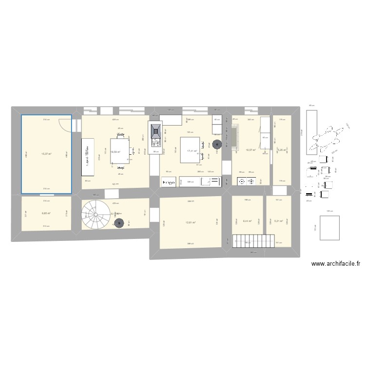 Maison Plombieres RDC 2. Plan de 10 pièces et 107 m2