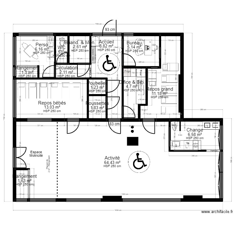 Paris Thionville 75019 Projet JORDAN. Plan de 15 pièces et 132 m2