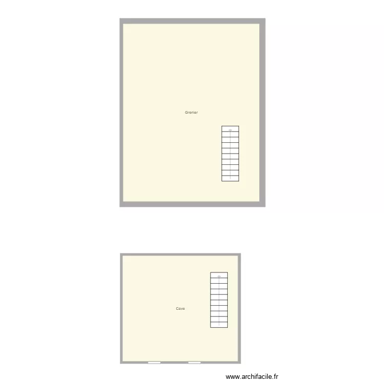 Croquis GUISSE Grenier et cave. Plan de 
