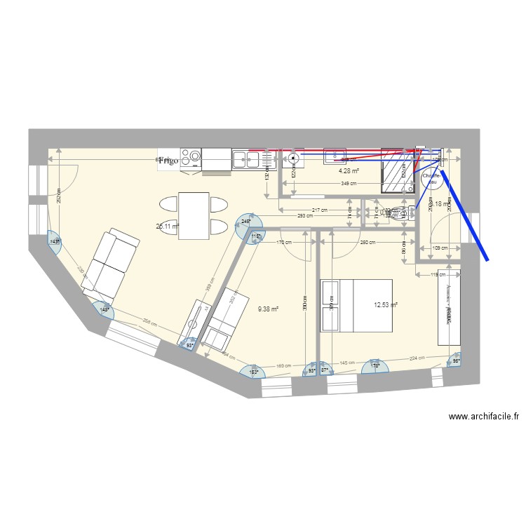 Projet Saint Etienne RDC Plomberie. Plan de 0 pièce et 0 m2