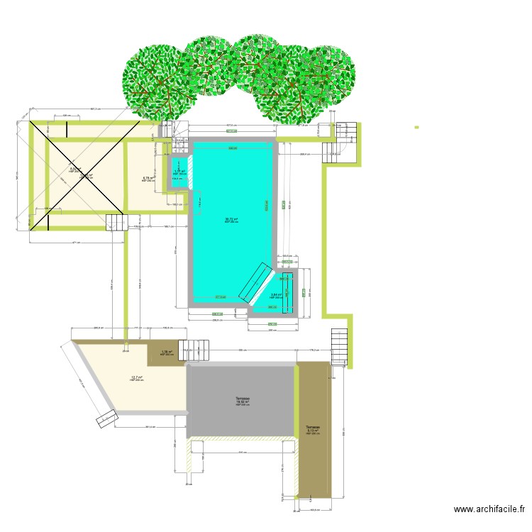 PISCINE 135 Escaliers 2 Pool House. Plan de 0 pièce et 0 m2