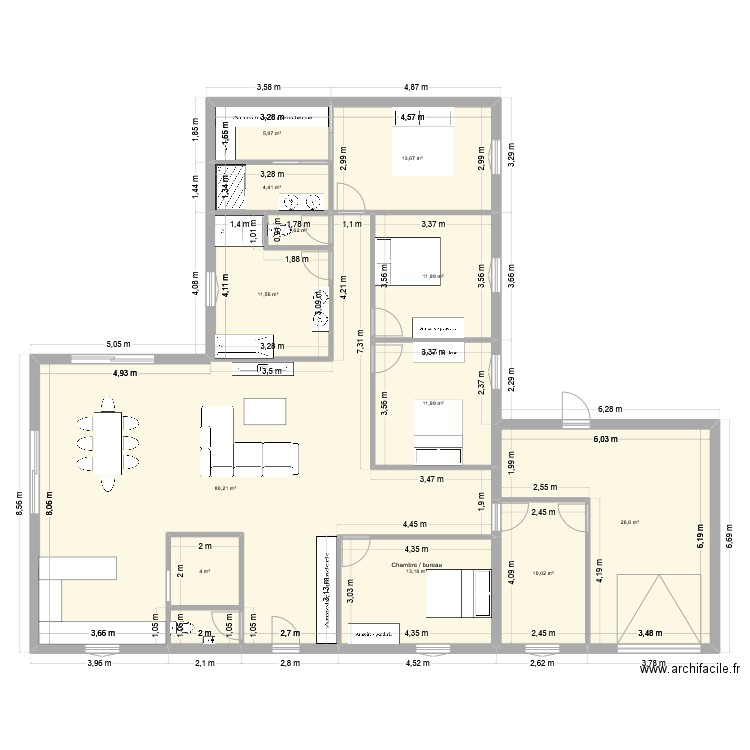 Maison 1. Plan de 12 pièces et 199 m2