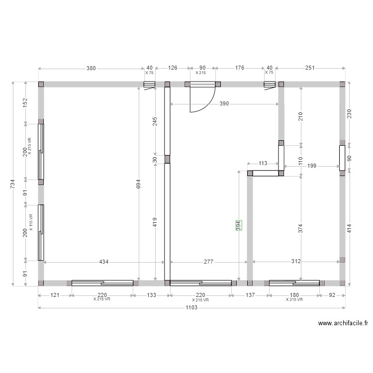 GIRAUD ELEVATION RDC. Plan de 3 pièces et 71 m2