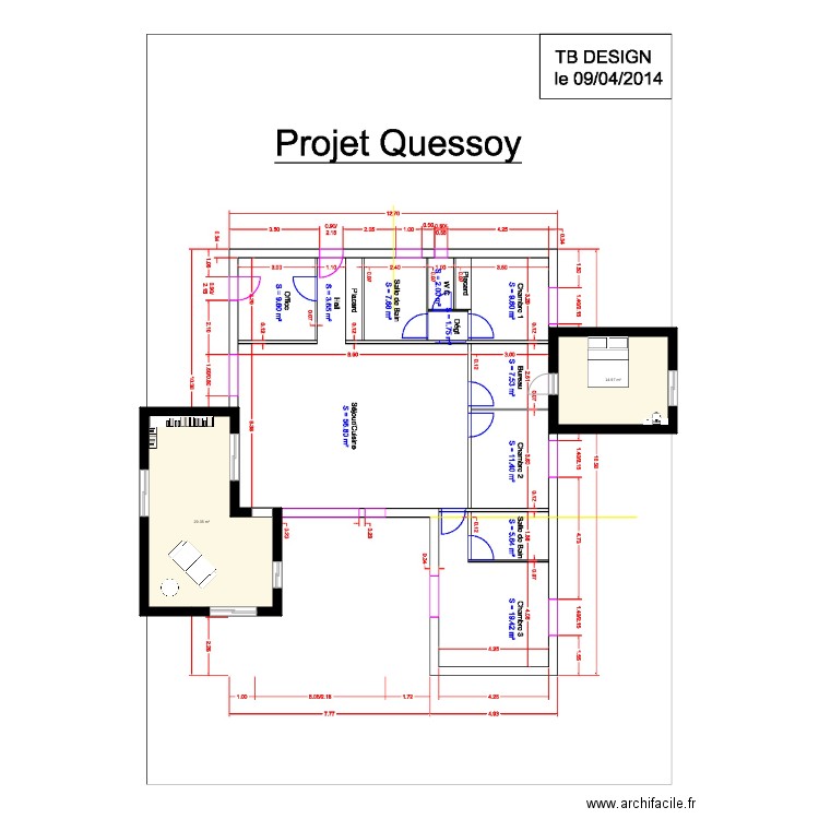 agrandissement maison en bois. Plan de 0 pièce et 0 m2