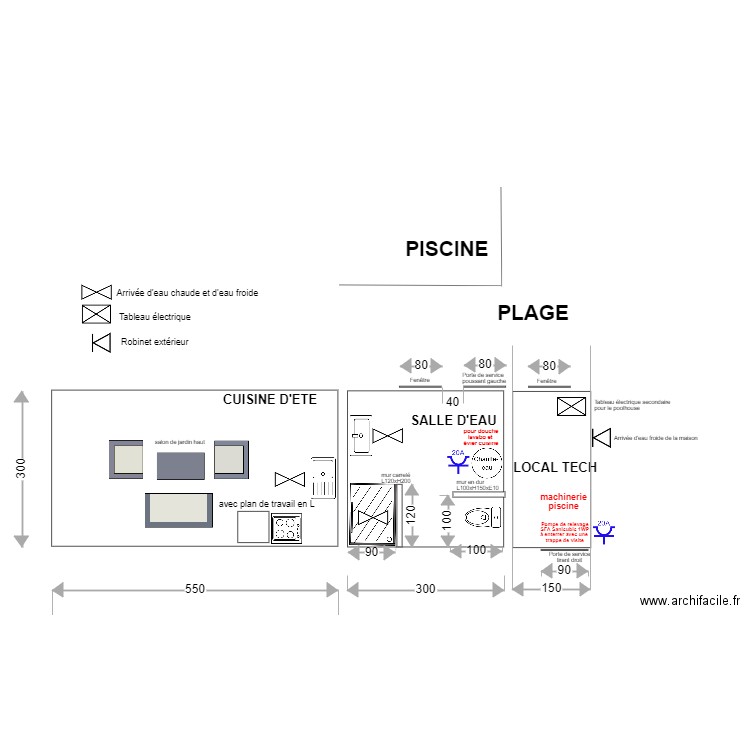 POOL HOUSE plomberie v3 30m2. Plan de 0 pièce et 0 m2