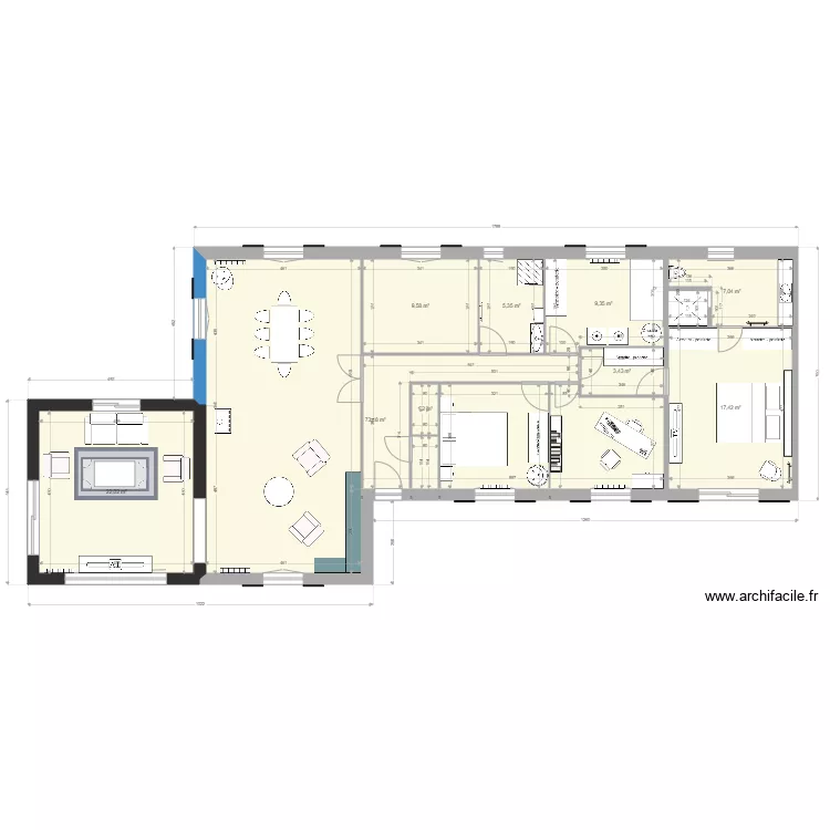 Cottage Le Val Normand maison avec extension s&eacute;jour version 3. Plan de 